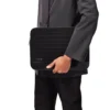 Borsa per laptop piatta in pelle e tela Borsa a secchiello