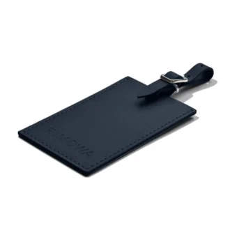 Etichette personalizzate per bagagli in pelle blu denim