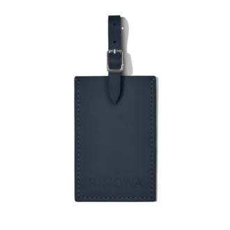 Etichette personalizzate per bagagli in pelle blu denim