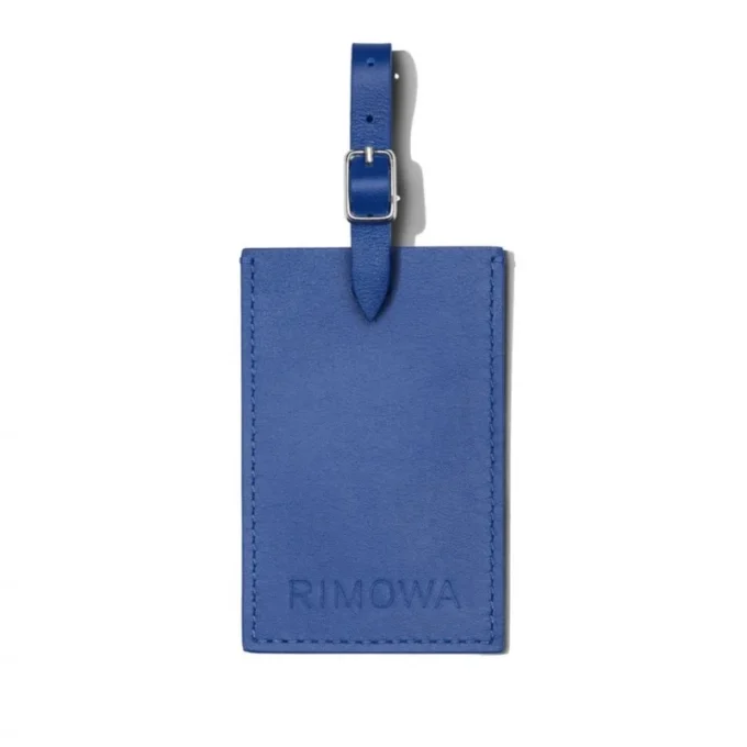 Etichette personalizzate per bagagli in pelle blu oceano