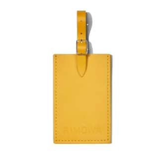Etichette personalizzate per bagagli in pelle giallo miele