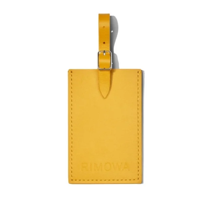 Etichette personalizzate per bagagli in pelle giallo miele